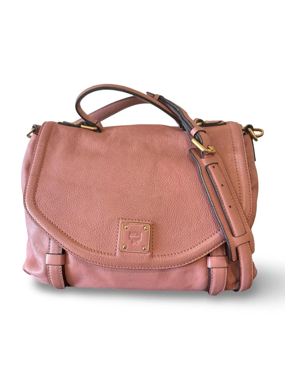 MCM Dusty Rose Leather Satchel Handbag - Women